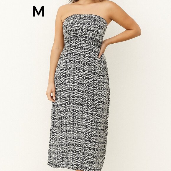 COPY - MAX STUDIO Strapless Dress Sz Medium Blue White Stretchy Vacation  **READ - Picture 1 of 11